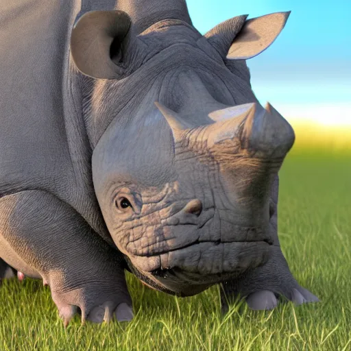 Image similar to a film still of a hamster and rhino hybrid realistic, detailed