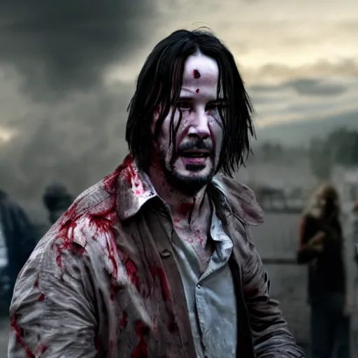 Image similar to Keanu reeves as a zombie 4K detail