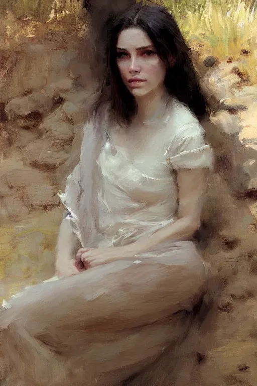 Prompt: Richard Schmid and Jeremy Lipking full length portrait painting of a young beautiful fantasy princess