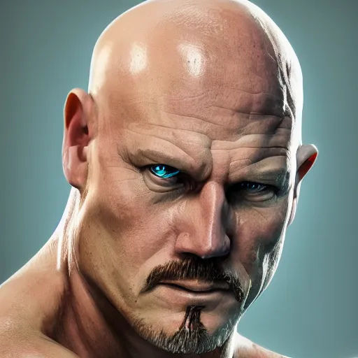 Image similar to stone cold steve austin as professor x, au naturel, hyper detailed, digital art, trending in artstation, cinematic lighting, studio quality, smooth render, unreal engine 5 rendered, octane rendered, art style by klimt and nixeu and ian sprigger and wlop and krenz cushart