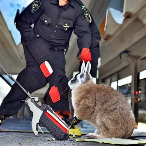 Image similar to bad bunny stabbed by swat