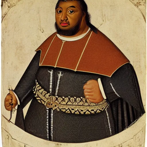 Prompt: portrait very fat brown skinned medieval nobleman