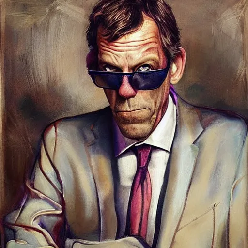 Image similar to hugh laurie made of whimsical dreams, surrealist painting, highly detailed