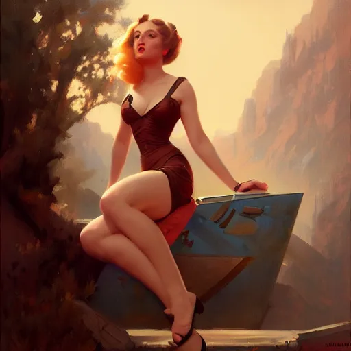 Prompt: beth harmon portrait matte painting, trending on artstation, gil elvgren, greg rutkowski, magali villeneuve, artgerm, jeremy lipkin, michael garmash