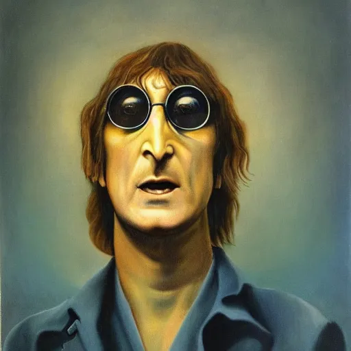 Image similar to john lennon in a surrealist painting