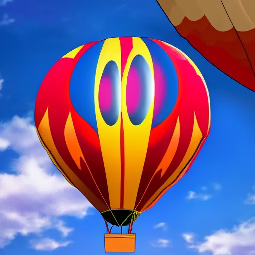 Image similar to hot balloon in the air of a cartoon character