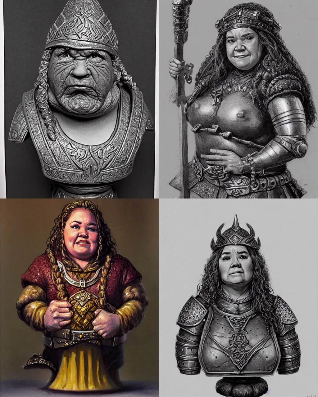 Prompt: bust portrait of a female dwarven noblewoman, chubby short stature, by jeff easley