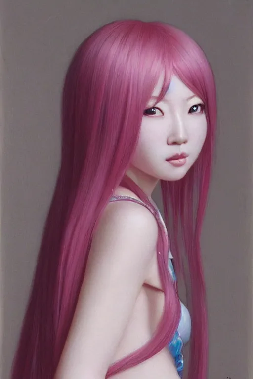 Prompt: photograph of a beautiful pink haired japanese girl exquisite detail, hyper realism, ornate, voluptuous, exquisite detail, masterpiece, cute face, 4k, art by Donato Giancola and Bayard Wu and WLOP and Artgerm, tan skin, school uniform