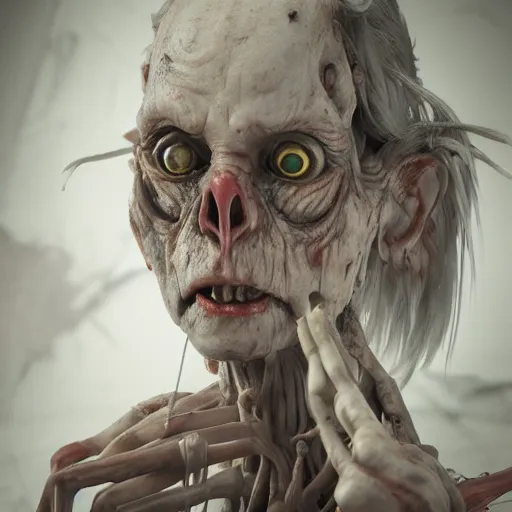 Image similar to horror animatronic, by wlop, 8 k, super detailed, octane render, vfx, super realistic, unreal engine