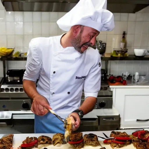 Prompt: joe bastianich making a kebab