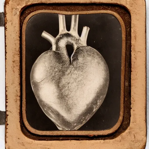 Image similar to tintype photo of a human heart