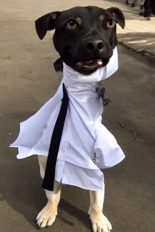 Prompt: a dog dressed as a waiter