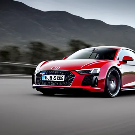 Image similar to photo of an audi r 8 mixed with a tesla model s, cinematic