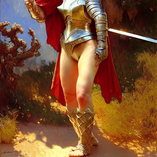 Image similar to attractive female knight pulling excalibur from the stone, natural lighting, path traced, highly detailed, high quality, digital painting, by gaston bussiere, craig mullins, alphonse mucha j. c. leyendecker