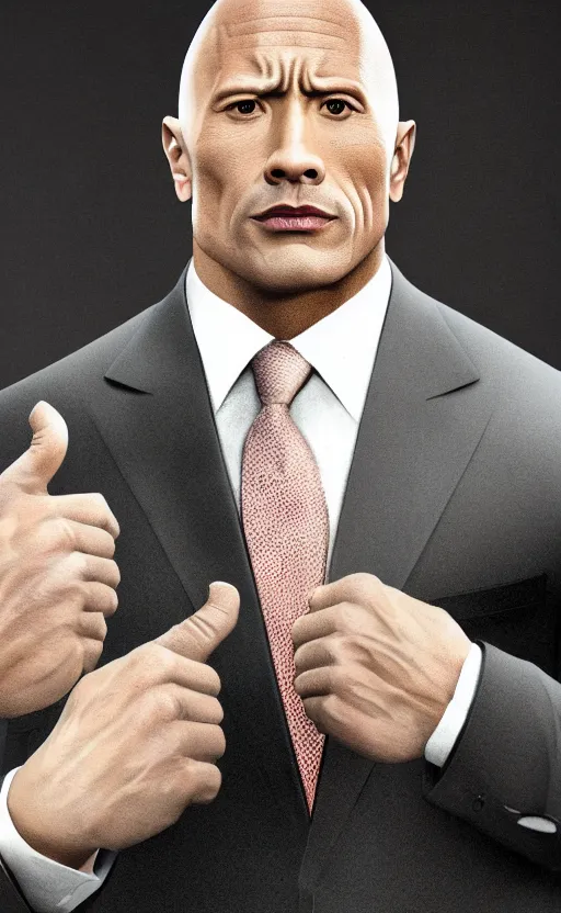 Image similar to dwayne johnson wearing a suit as the president of the united states, dynamic lighting, photorealistic fantasy concept art, trending on art station, stunning visuals, creative, cinematic, ultra detailed