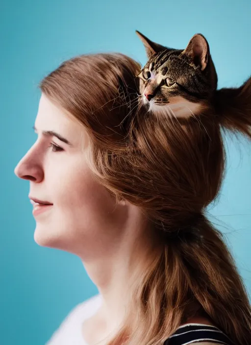 Image similar to Woman with cat in her hair