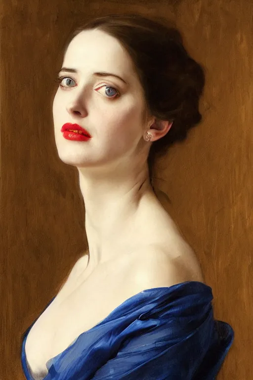 Prompt: beautiful oil matte portrait painting, eva green posing langourously, art by anders zorn, wonderful masterpiece highly detailed, beautiful cinematic light deep focus, elegant, digital painting, smooth, sharp focus, blue eyes, dramatic illumination, ultra realistic, 8 k, art by artemisia lomi gentileschi and caravaggio