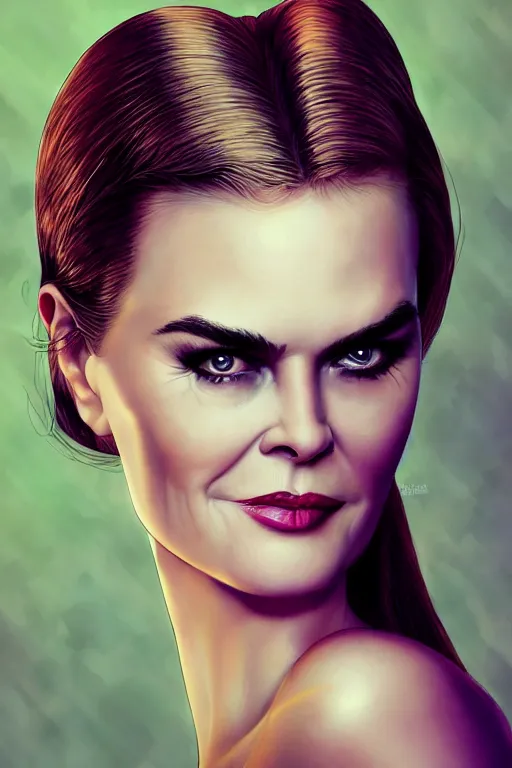 Image similar to portrait of a mix of beautiful young maria shriver, mariel hemmingway, brooke shields, nicole kidman and elle macpherson as catwoman, thin lips, hair tied up in a pony tail, colorful artstation, cgsociety