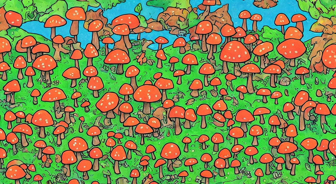 Prompt: mushroom city