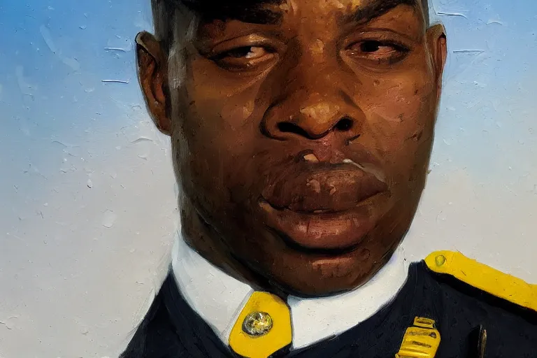 Image similar to palette knife oil painting portrait of ruben stone, a mall security guard., extreme detail, artstation trending, artgerm, random racial background, deviant art, octane, substance, art history 8 k