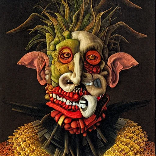 Prompt: portrait of evil by arcimboldo