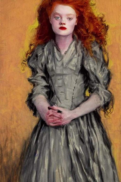 Image similar to portrait of sadie sink as delirium of the endless, the sandman by walter sickert, john singer sargent, and william open