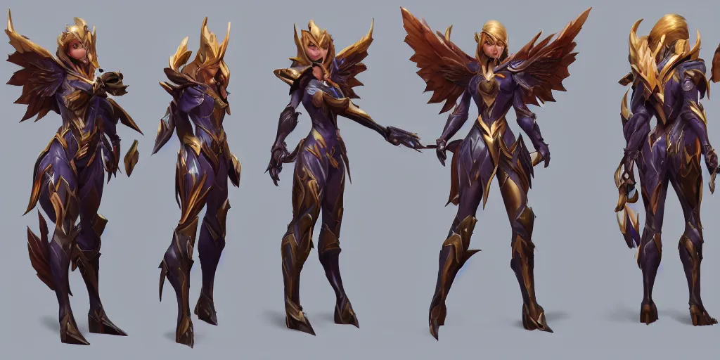 Prompt: Character sheet of gorgeous dawnbringer Kai’sa (League of Legends). 3d render, octane render, game art, realistic, highly detailed, trending on artstation, 4k, trending on artstation, pixar, cgsociety, unreal engine 5, redshift render, trending on artstation, blender, behance, cg