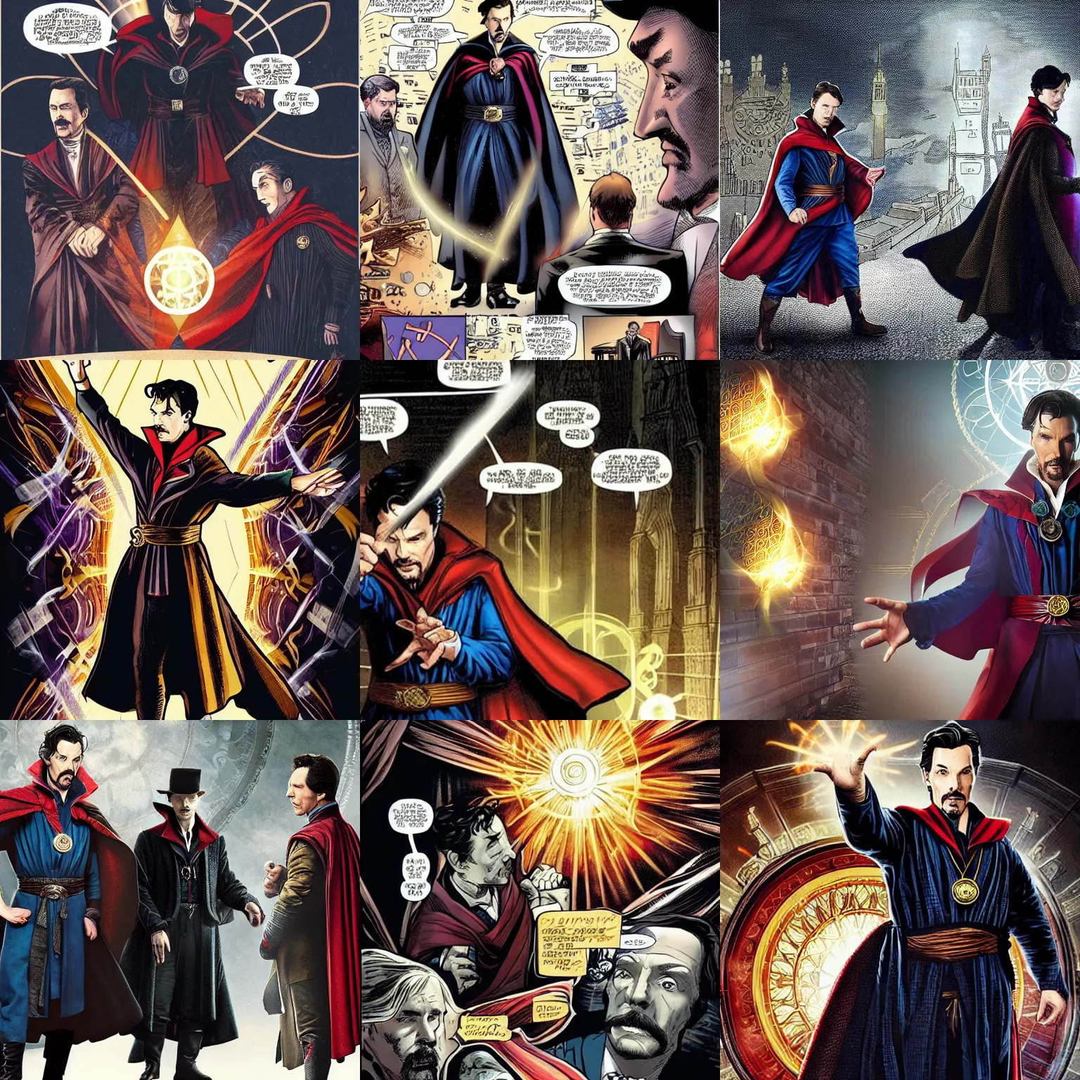 Prompt: doctor strange meeting sherlock holmes, crossover event, photo