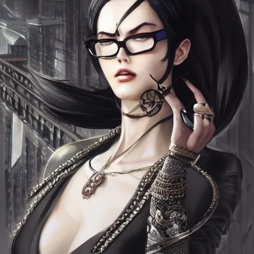 Image similar to bayonetta, urban motifs, intricate, elegant, highly detailed, digital painting, trending on artstation, concept art, smooth sharp focus, illustration, art by artgerm and greg rutkowski