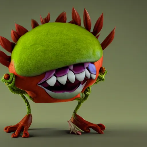 Prompt: cute anthropomorphic flower plant creature with many leaf arms and vine legs and big eyes detailed character concept 3 d pixar style render 4 k