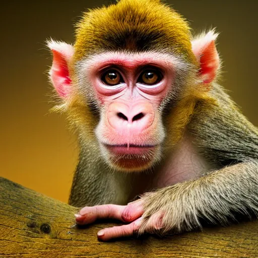 Image similar to monkey pig hybrid, bold natural colors, national geographic photography, masterpiece, full shot