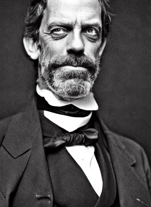 Image similar to hugh laurie as a victorian politician, smiling, male, victorian, detailed face, highly detailed, cinematic lighting, photograph by elliott & fry