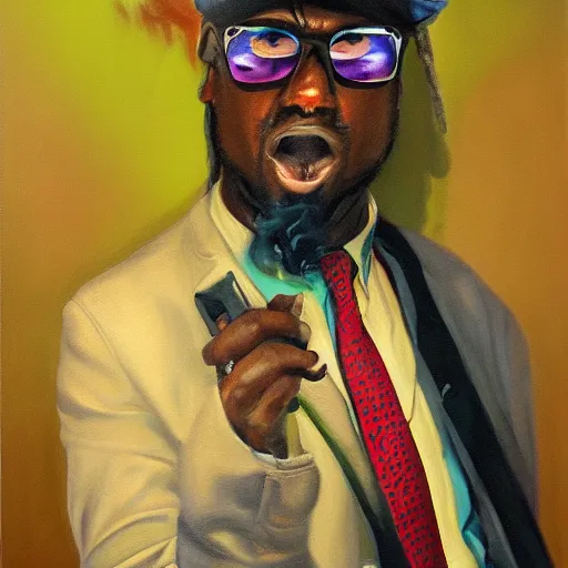 Prompt: mc smoke rapper, oil on canvas, high detail