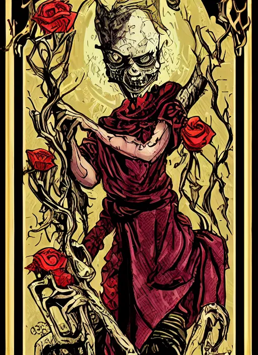 Image similar to tarot card :: horror :: vampire :: blood and roses :: by Yurtsev and Darkchylde