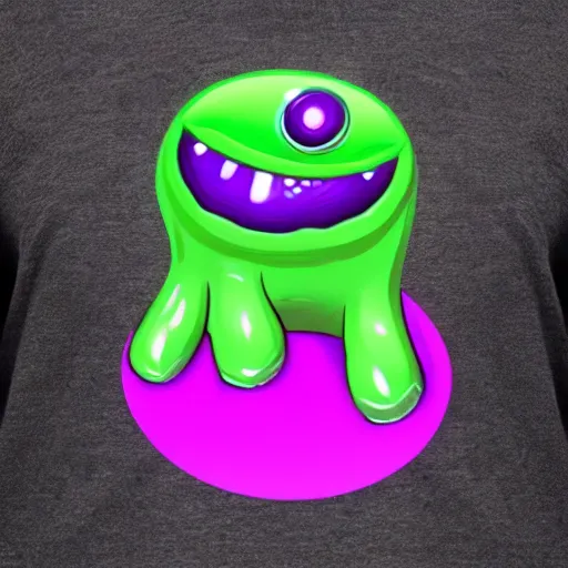 Image similar to a purple and green cute liquid monster