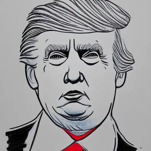 Image similar to Continuous line drawing of Donald Trump