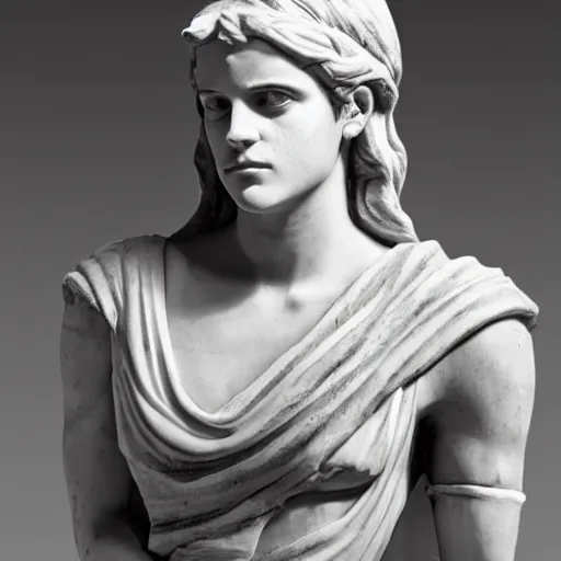 Image similar to Emma Watson as a greek statue, studio lighting