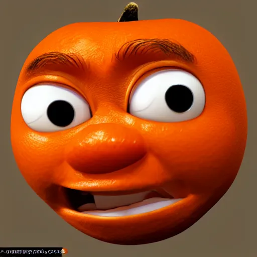 Prompt: annoying orange drawn by pixar, 4k trailcam