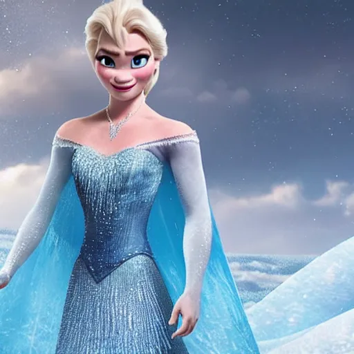 Image similar to the rock as elsa in live action disney frozen, 8k resolution, full HD, cinematic lighting, award winning, anatomically incorrect