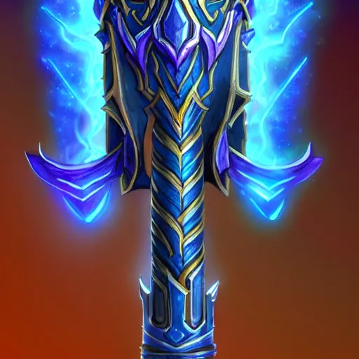 Image similar to bright weapon of warcraft blizzard wizard staff art, a spiral magical wizard staff. bright art masterpiece artstation. 8k, sharp high quality illustration in style of Jose Daniel Cabrera Pena and Leonid Kozienko, blue colored theme, concept art by Tooth Wu,