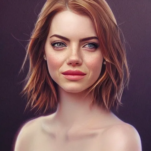 Prompt: portrait of a hybrid of emma stone and emma roberts and emma watson, photo realistic, highly detailed, perfect face, art by artgerm