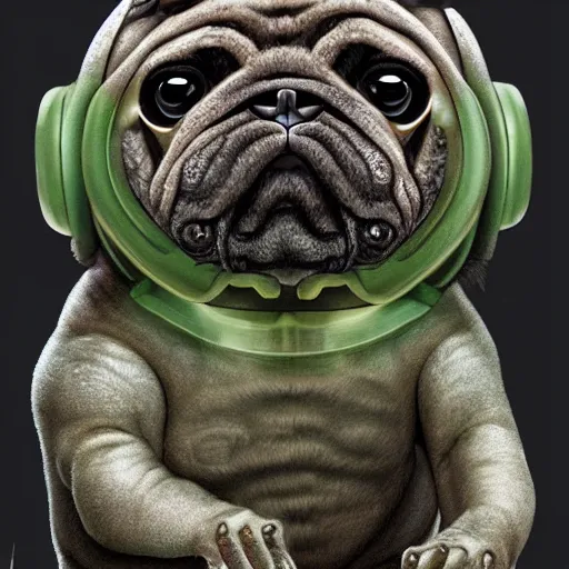 Image similar to A tardigrade with the eyes and mouth of a pug, national geographic-file-photograph, paywall-content, premium-award-winning, trending on artstation