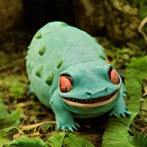 Image similar to national geographic 3 5 mm nature photo of a bulbasaur