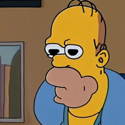 Prompt: Movie still of a 100% accurate photo realistic depiction of homer Simpson, highly detailed