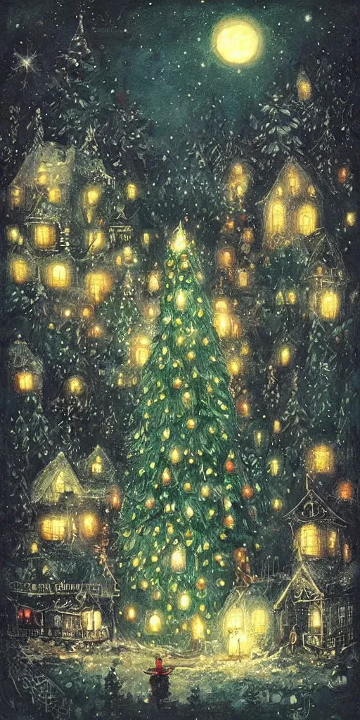 Image similar to a christmas trees night scene by alexander jansson