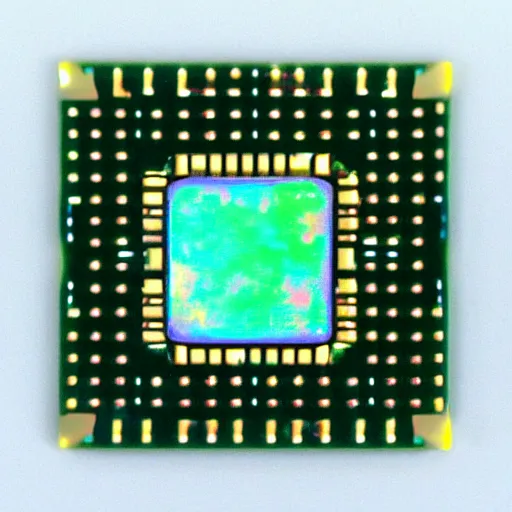 Image similar to computer chip made from opal, realistic, detailed, high definition