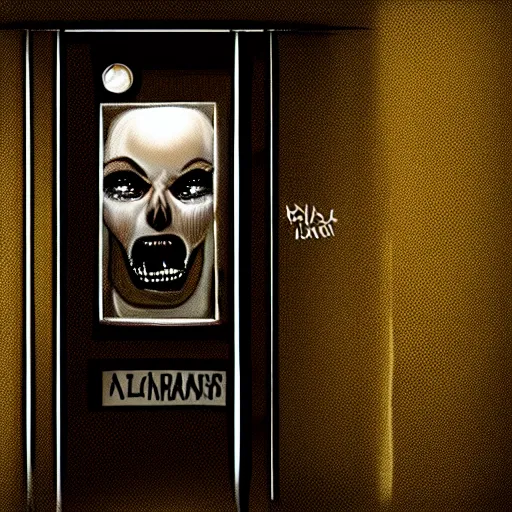 Prompt: a nightmare isolated in an elevator, alone, surrounded by darkness and screaming for help, digital art