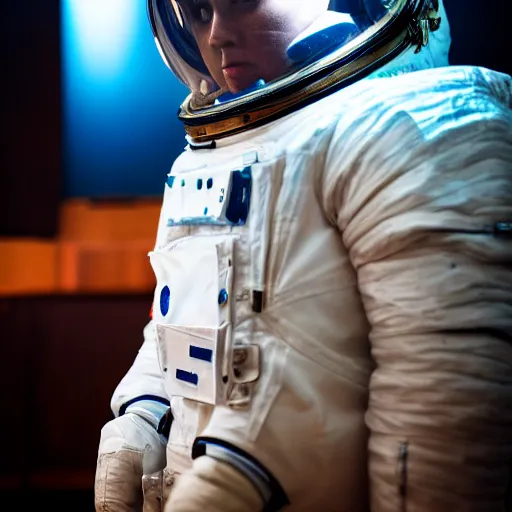 Prompt: astronaut suit in the shape of a whale, videogame still, portrait, 4 0 mm lens, shallow depth of field, close up, split lighting, cinematic