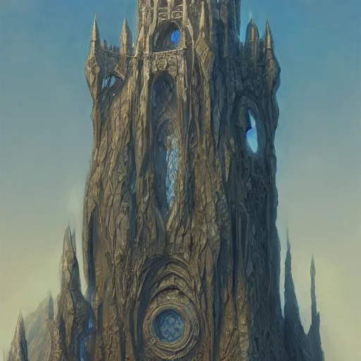 Image similar to Elegant stone wizards tower, wide angle, cinematic, art by Donato Giancola and Bayard Wu, digital art, trending on artstation