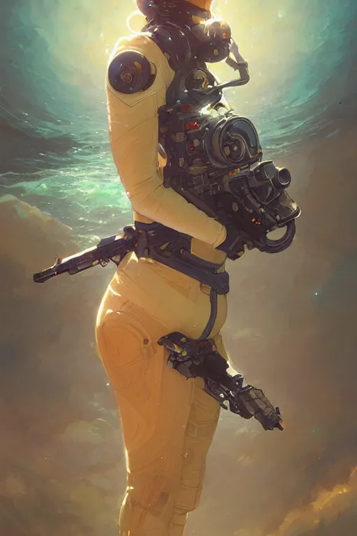 Prompt: astronautlost in the ocean, space themed, highly detailed, digital painting, artstation, concept art, smooth, sharp focus, illustration, art by artgerm and greg rutkowski and alphonse mucha